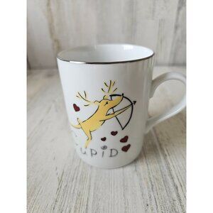 Pottery Barn Cupid reindeer mug cup Xmas decor bow